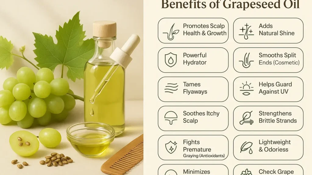 découvrez les bienfaits de l'huile de pépins de raisin pour vos cheveux : hydration, renforcement et brillance naturelle pour une chevelure éclatante de santé.